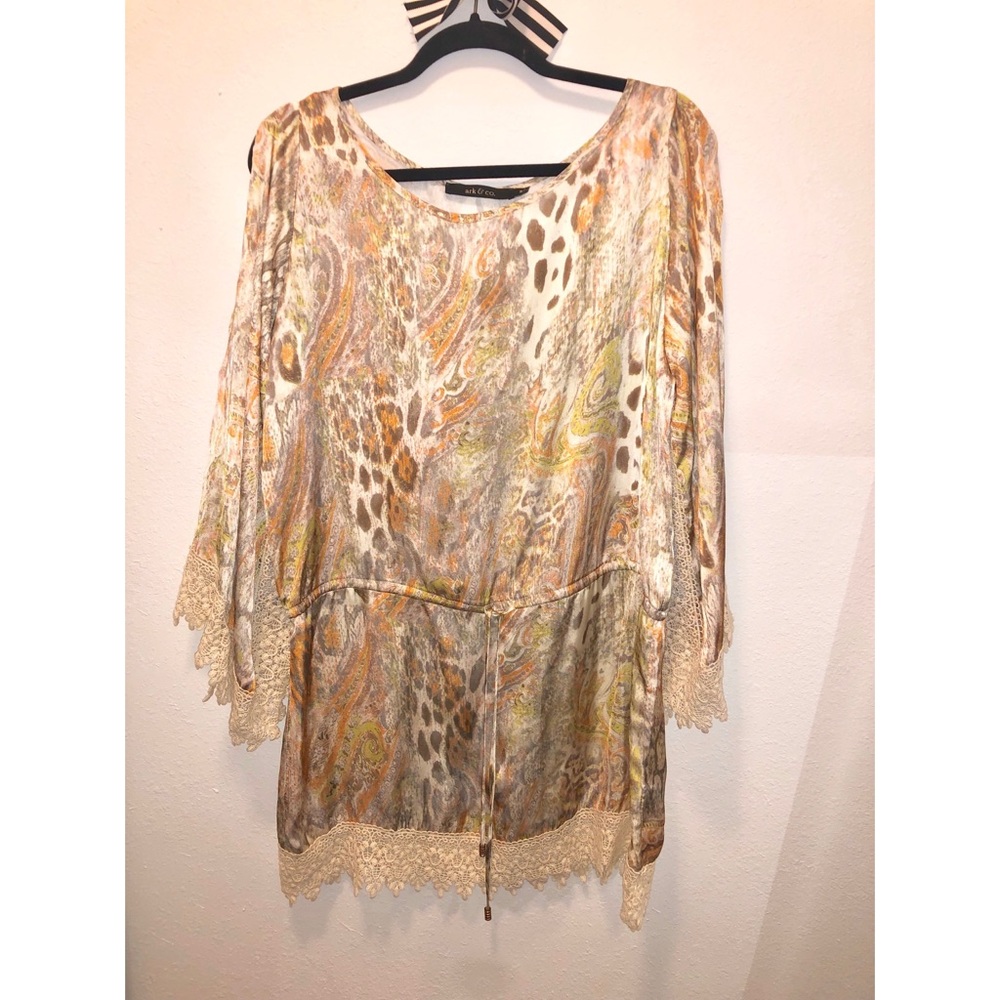 Embroidered Faux Silk Dress